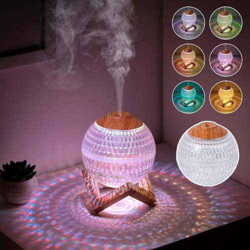 DAKIMOE Humidifier for Room Home Cool Mist 600 sq ft Water with Night Light Bedroom Humidifiers Small Bohemia Crystal Ball Mood Light