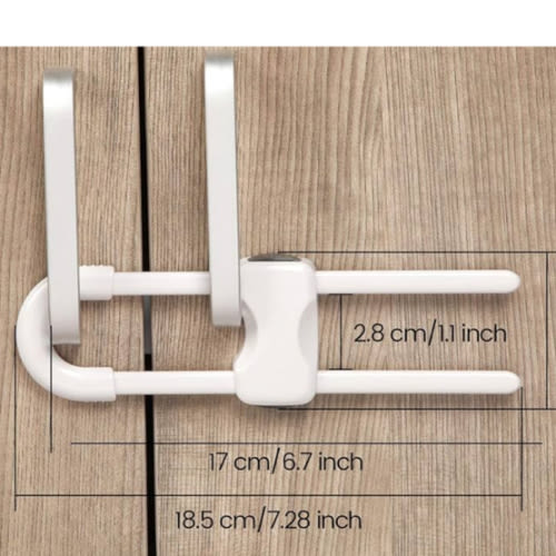 Jetec 10 Pieces Cabinet Locks for Babies, U-Shaped Proofing Drawers Safety Child Locks Adjustable, Easy to Use Childproof Latch for Knob Handle on Kitchen Door Storage Cupboard Closet (White)