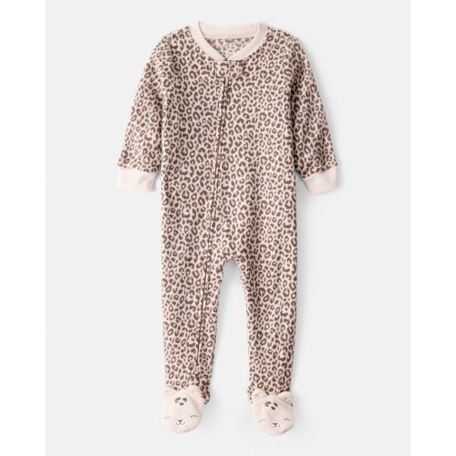 Baby Girl Leopard Print Fleece Long-Sleeve Loose Fit 1-Piece Pajamas - Carter's | Carter's