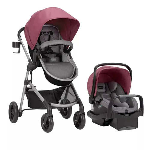 Evenflo Pivot Modular Travel System with LiteMax Infant Car Seat with Anti-Rebound Bar - Dusty Rose