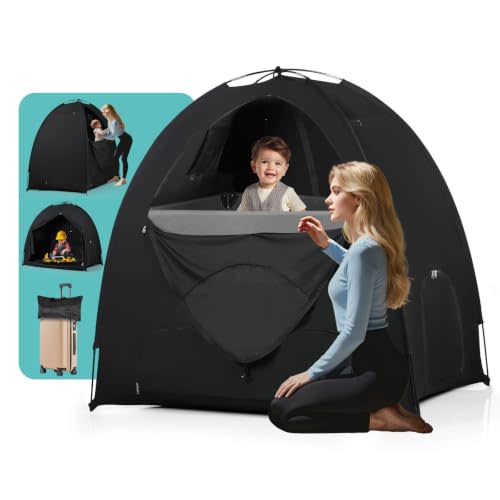 Blackout Tent for Pack and Play - Sleep Pod with Light-Blocking - Portable Pack N Play Blackout Cover for Travel Crib/Mini Crib/Palyards