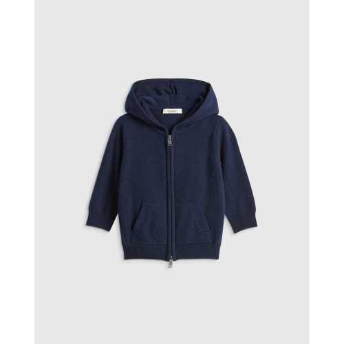 Mongolian Cashmere Full Zip Hoodie in True Navy