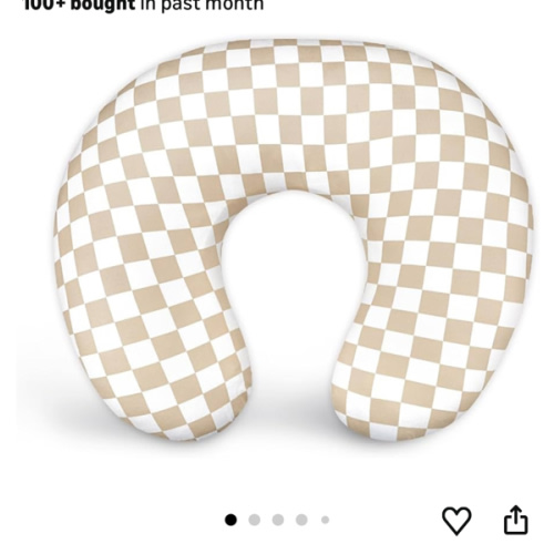 DILIMI Nursing Pillow Cover, Stretchy Removable Case for Breastfeeding Pillows, Ultra Soft Comfortable Slipcover for Baby Girl and Boy, Light Brown Checkerboard