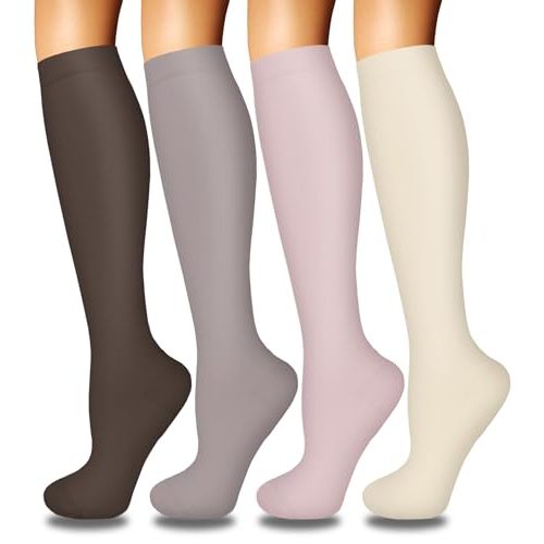4 Pairs Compression Socks for Women Circulation-Best Support for Nurses,Running,Athletic,Travel