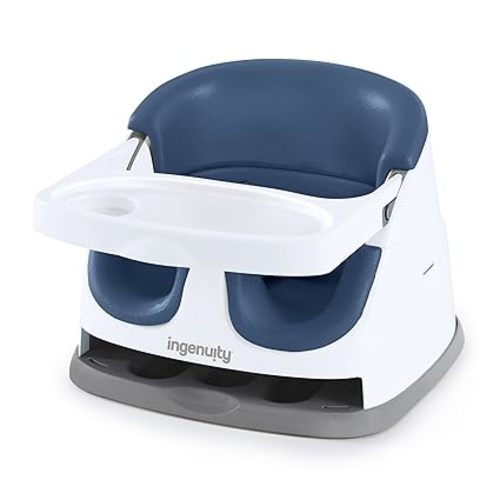 Ingenuity Baby Base 2-in-1 Booster Feeding and Floor Seat with Self-Storing Tray - Slate