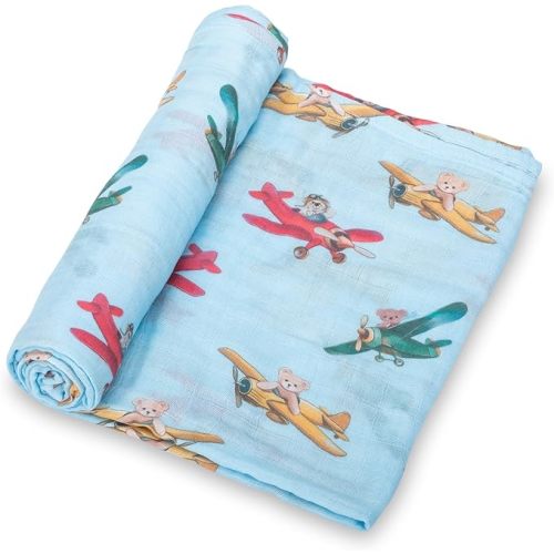 LollyBanks Baby Blanket for Boys, 100% Cotton Muslin Swaddle Blankets, 47 x 47 Inches Soft and Breathable Receiving Blankets, Cozy Newborn Swaddle, Baby Essentials, Registry (Shark Print)