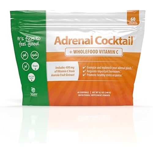 Jigsaw Health Adrenal Cocktail + Wholefood Vitamin C | with Potassium Bicarbonate, Sea Salt, and Acerola Cherry Extract | 60 Servings (Packets)