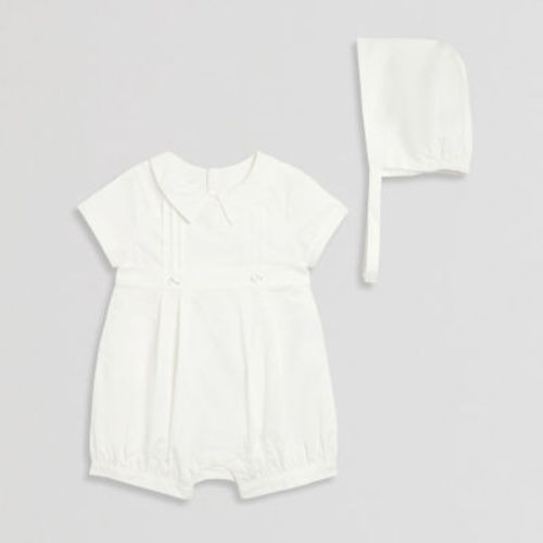 Mia & Mimi Christening Baby Boys Short Sleeve 2-pc. Romper