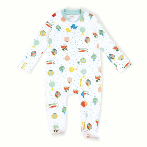 Organic Cotton Zipper Jumpsuit Footie for Babies - Veggie Salad by Viverano