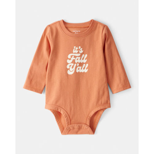 Baby Its Fall Y'all Cotton Long-Sleeve Graphic Bodysuit - Orange - Carter's | Carter's (size: 6m)