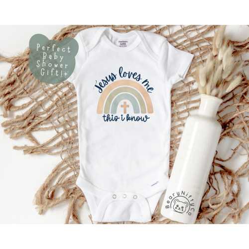 Boho Christian Baby Onesie® Brand, Jesus Loves Me This I Know Newborn Outfit, Children's Biblical Hymn Gift