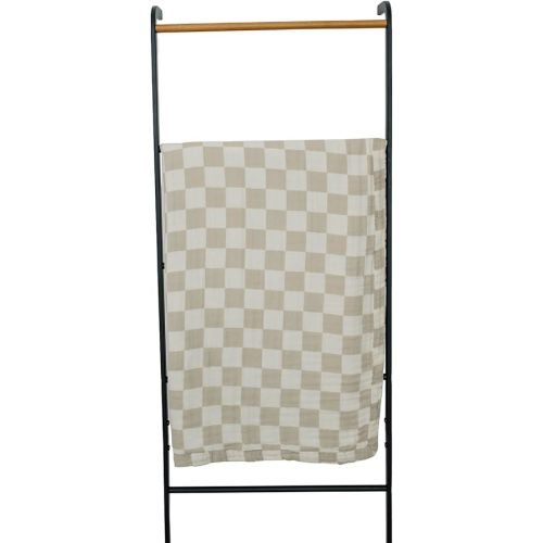 Mebie Baby Muslin Quilt, Taupe Checkered, 100% Cotton Blanket for Girls and Boys, Newborns, Babies, Toddlers, Soft Swaddle, 47"x47"