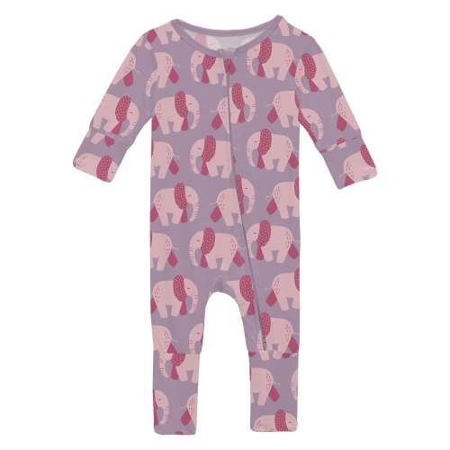 Print Convertible Coverall in Lavender Pink Elephants
