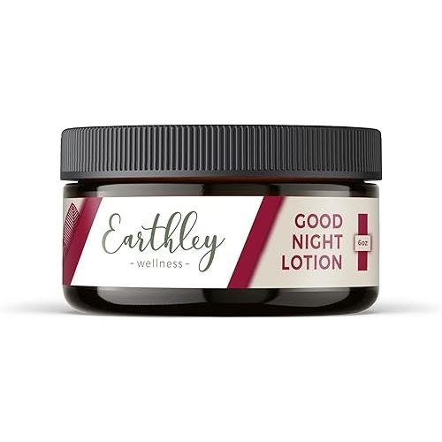 Earthley Wellness, Good Night Lotion, Magnesium Lotion, Apricot Oil, Shea Butter, Mango Butter, Candelilla Wax, Lavender Essential Oil, Lavender Scent (6oz, Regular)