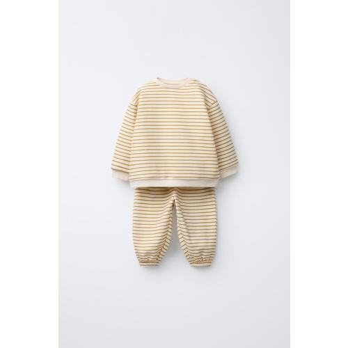 STRIPED SWEATSHIRT AND JOGGER PANTS SET - Mid-blue | ZARA United States