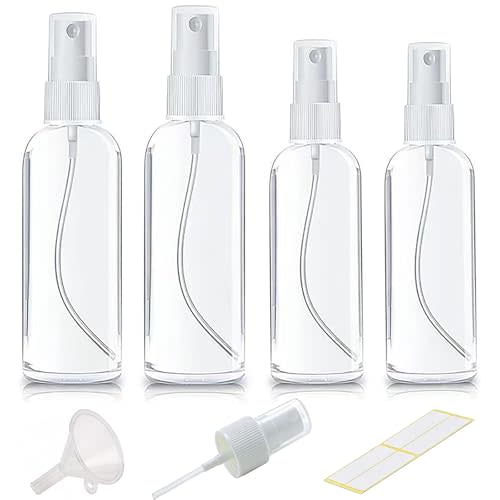 4Pk Clear Empty Travel Spray Bottles, Leakproof for Toner Face Hair