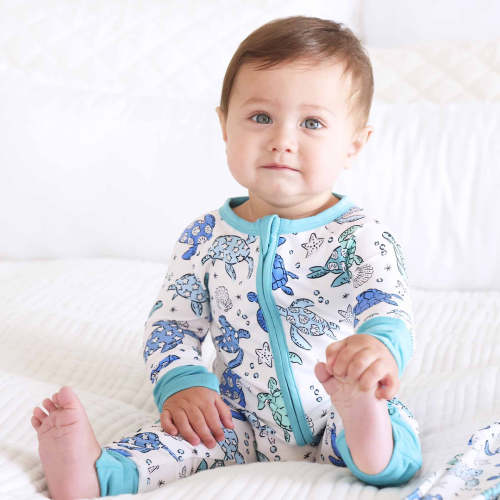 Sea Turtle Splash Convertible Zip Romper