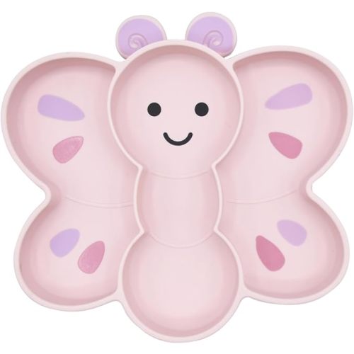 melii Divided Silicone Suction Plate - 100% Silicone, for Baby + Toddlers – BPA Free, Dishwasher & Microwave Safe - Butterfly