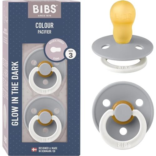 BIBS Pacifiers Colour Collection | Natural Rubber Baby Pacifier | Round Nipple | Set of 2 BPA-Free Soothers | Made in Denmark | 0+ Months (Pack of 2) | Sage