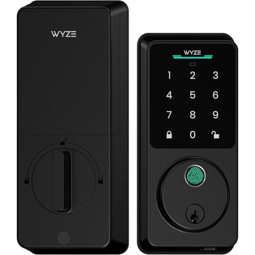 Wyze Auto-Lock Bolt v2, Fingerprint Keyless Entry Smart Lock, AI Learning Scanner with Wi-Fi Front Door Lock Deadbolt, Auto-Lock, 8 Months Battery, BHMA2, IP53, Anti-Peep Keypad, Backup Keys