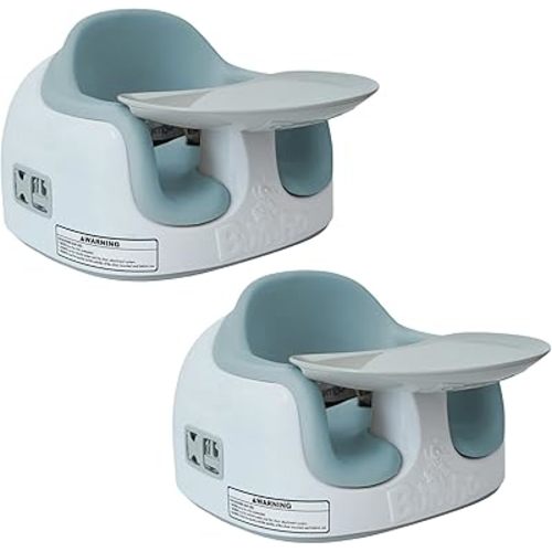 Bumbo 2 Pack 3-in-1 Multi-Seat for 6 to 36 Months, Travel Baby and Infant Feeding & Play Floor Seat, Portable Booster with Tray, White/Desert Mirage
