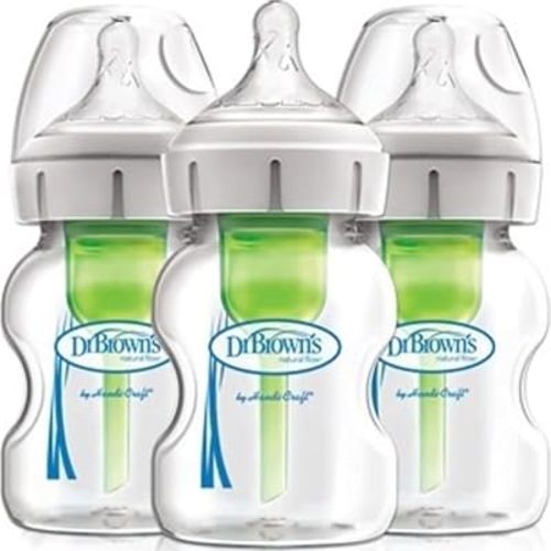 Dr. Brown's Anti-Colic Options+ Wide-Neck Glass Baby Bottle, 5 oz, 3-Pack