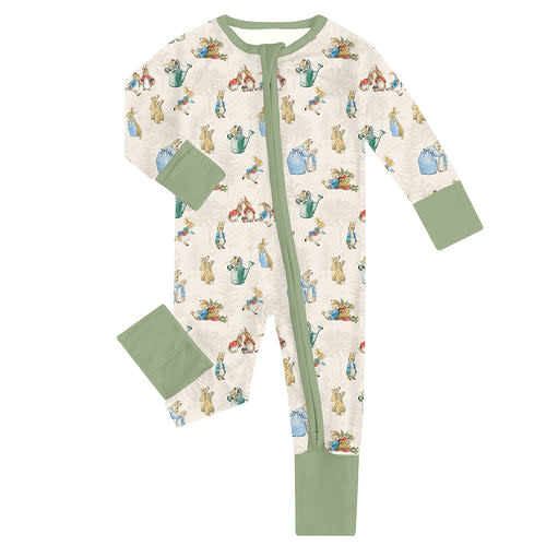 FancyPrince Easter Rabbit Carrot Baby Bamboo Zipper Romper Pajamas (6-12 mos)