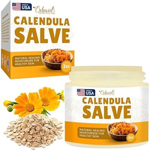 Calendula Ointment – Calendula Cream & Natural Calendula Salve – Repair Ointment for Itch Relief & Dry Skin – Herbal Care for Cuts, Burns, Bug Bites, Diaper Rash & Tattoo Care – Gentle for Babies