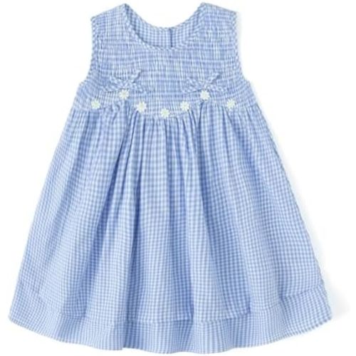 Simplee kids Baby Girl Smocked Dress Summer Casual Short Sleeve Dresses Floral Print Sundress Princess Dress for Toddlers