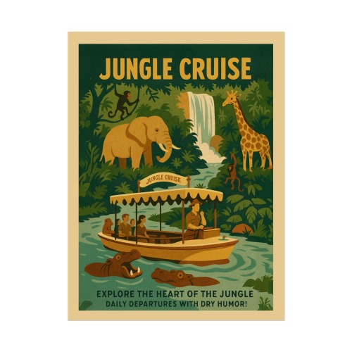 Jungle Cruise Disneyland Travel Poster: Wall Art - Decor - Vintage Style Rolled Print