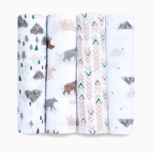 Aden + Anais Essentials Cotton Muslin Swaddles (4 Pack) - Bear Necessities