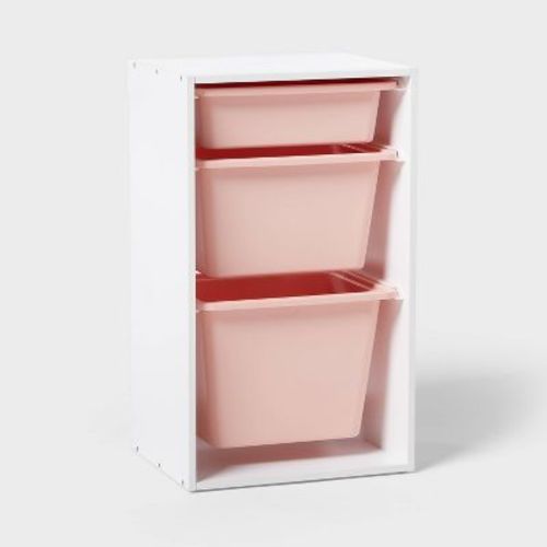 White Modular Multi-Bin Kids' Storage with Pink Bins - Pillowfort™