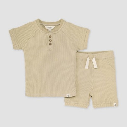 Burt's Bees Baby® Ribbed T-Shirt & Shorts Set - Brown, Size: 0-3M