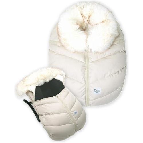 7AM Housse de siège auto pour bébé – Housse bouffante d'hiver avec fermeture éclair centrale pour bébés garçons et filles, coque extérieure légère, coupe-vent et imperméable – Ajustement universel