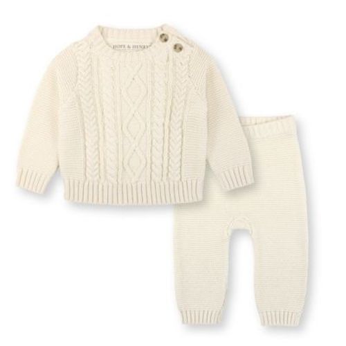 Hope & Henry Layette Baby Long Sleeve Cable Sweater and Legging Set, Infant