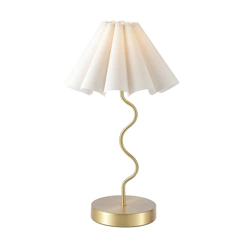 EOEYYOYB Pleated Table Lamp, Table Lamp for Bedroom, Bedside Lamps for Nightstand with Linen Lampshade, Modern Lamp for Bedroom Home Office Decor