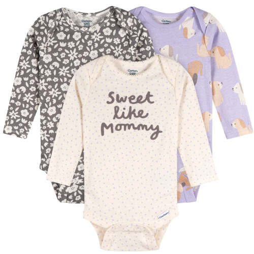 3-Pack Baby Girls Sweetie Long Sleeve Onesies® Bodysuits – Gerber Childrenswear