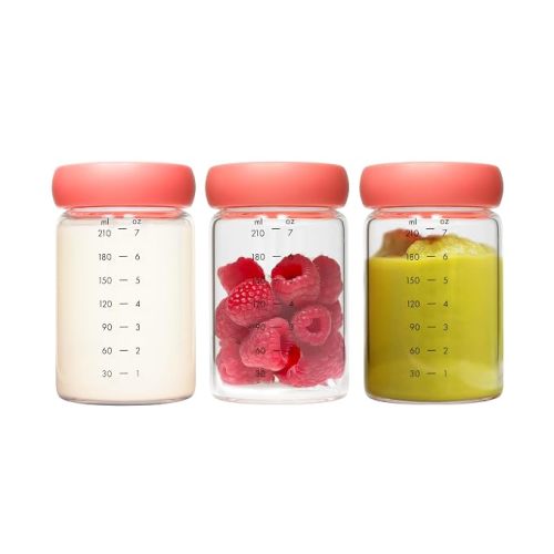 Boon Cache Glass Storage Bottles with Lids - 7 Oz - 3 Count