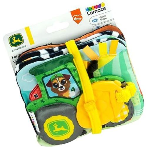 Lamaze John Deere Farm to Table Journey Soft Baby Book – High Contrast Sensory Toys for Early Development - Sensory Tummy Time Toys for Babies - Ages 0 Months and Up