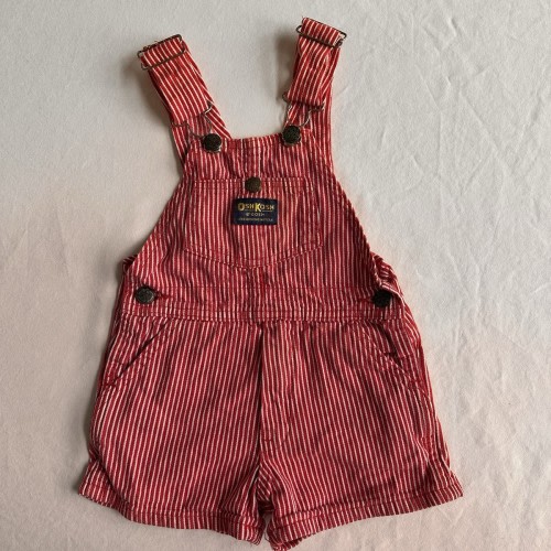 Vintage OshKosh B'Gosh Red Hickory Stripe Shortalls Toddler 3T Vintage USA Cotton