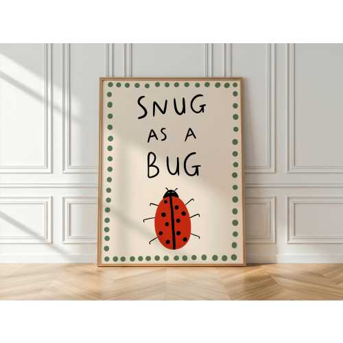 Snug as a Bug Bedroom Print: Whimsical Children's Wall Art (Digital Download)