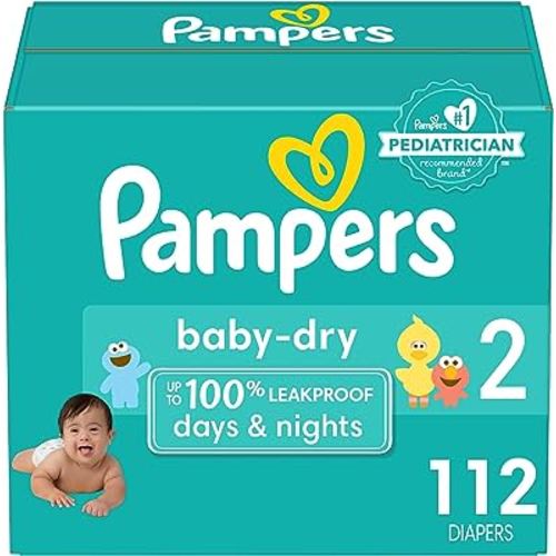Pampers Baby Dry Diapers - Size 2, 112 Count, Absorbent Disposable Diapers