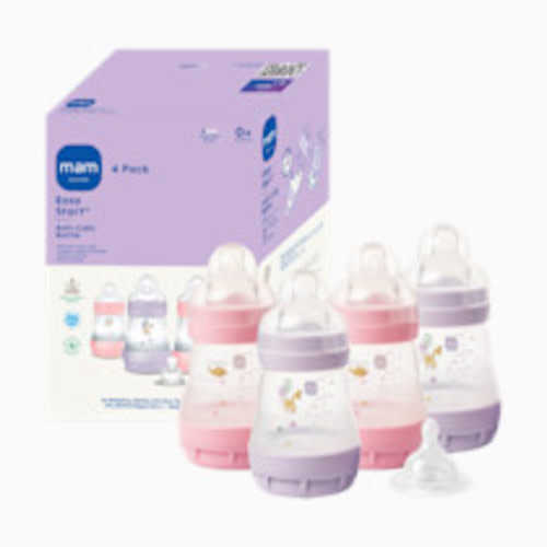 MAM Easy Start Anti-Colic Baby Bottle (4 Pack) - Purple / Pink, 5 Oz