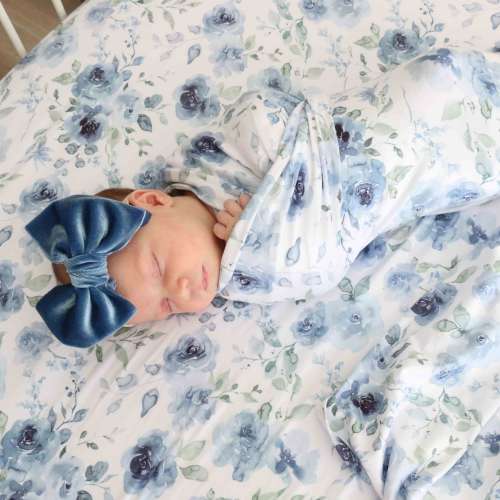 Baileys Blue Floral Oversized Swaddle Blanket