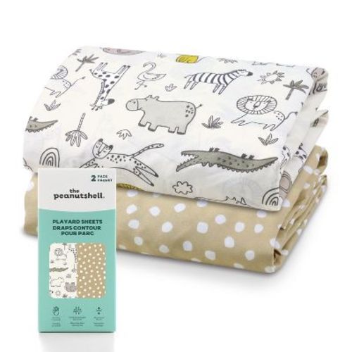 The Peanutshell Pack n Play Sheets, Mini Crib Sheets, Fits 39" x 27", 2 Pack