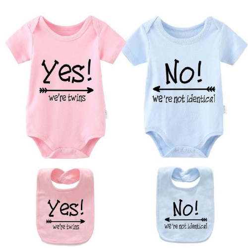 YSCULBUTOL Baby Twins Bodysuits Yes We are Twins No We are Identical Twins Bodysuit Boys Twins Clothes Baby Girls Set
