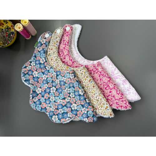 Liberty London Floral Baby Bib: Scalloped Edge, Bamboo Towelling