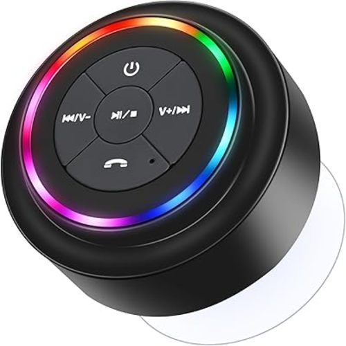 HAISSKY Bluetooth Shower Speakers, Portable Wireless Speaker with Suction Cup, IP67 Waterproof Speaker with LED Light, Pairs Easily to Phones, Tablets, Computer, Gift for Men & Women