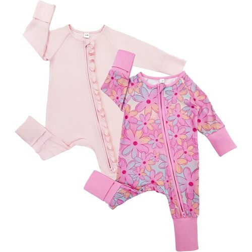 Bow Dream Baby Girl Clothes Infant Outfits Baby boy Clothes Romper Jumpsuit Newborn Coming Home Outfit Pink Floral Print 1-3 Months