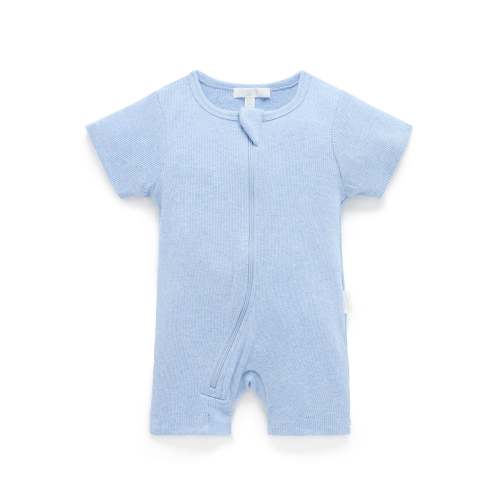 Short Ribbed Zip Growsuit